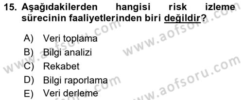 Sporda Risk Yönetimi Dersi 2016 - 2017 Yılı (Vize) Ara Sınav Soruları 15. Soru