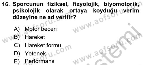Sporda Risk Yönetimi Dersi 2016 - 2017 Yılı (Vize) Ara Sınav Soruları 16. Soru