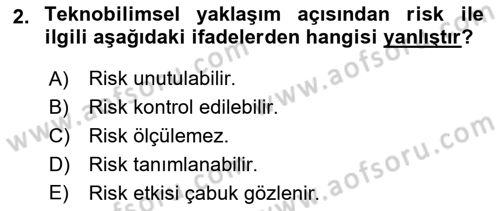 Sporda Risk Yönetimi Dersi 2016 - 2017 Yılı (Vize) Ara Sınav Soruları 2. Soru