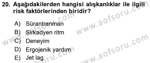 Sporda Risk Yönetimi Dersi 2016 - 2017 Yılı (Vize) Ara Sınav Soruları 20. Soru