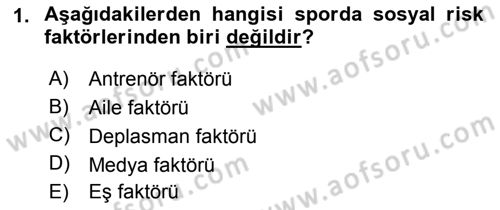 Sporda Risk Yönetimi Dersi 2016 - 2017 Yılı (Final) Dönem Sonu Sınav Soruları 1. Soru
