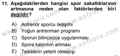 Sporda Risk Yönetimi Dersi 2016 - 2017 Yılı (Final) Dönem Sonu Sınav Soruları 11. Soru