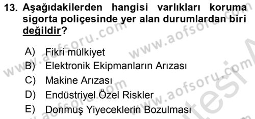 Sporda Risk Yönetimi Dersi 2016 - 2017 Yılı (Final) Dönem Sonu Sınav Soruları 13. Soru