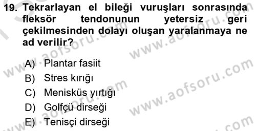 Sporda Risk Yönetimi Dersi 2016 - 2017 Yılı (Final) Dönem Sonu Sınav Soruları 19. Soru