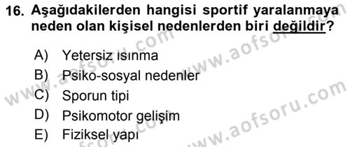 Sporda Risk Yönetimi Dersi 2017 - 2018 Yılı 3 Ders Sınav Soruları 16. Soru