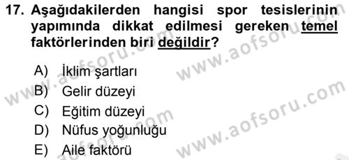 Sporda Risk Yönetimi Dersi 2017 - 2018 Yılı 3 Ders Sınav Soruları 17. Soru
