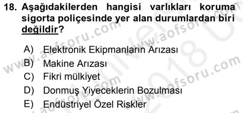 Sporda Risk Yönetimi Dersi 2017 - 2018 Yılı 3 Ders Sınav Soruları 18. Soru