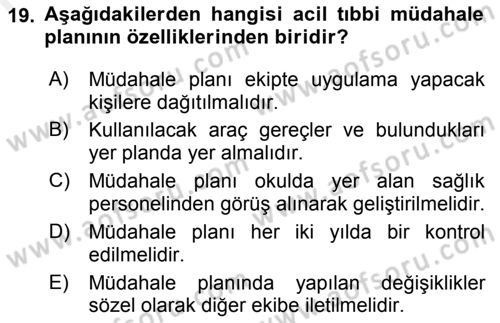 Sporda Risk Yönetimi Dersi 2017 - 2018 Yılı 3 Ders Sınav Soruları 19. Soru