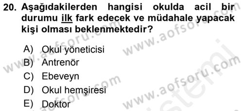 Sporda Risk Yönetimi Dersi 2017 - 2018 Yılı 3 Ders Sınav Soruları 20. Soru