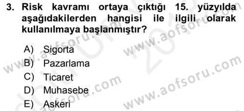Sporda Risk Yönetimi Dersi 2017 - 2018 Yılı 3 Ders Sınav Soruları 3. Soru