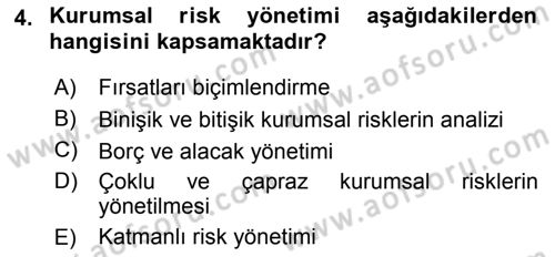 Sporda Risk Yönetimi Dersi 2017 - 2018 Yılı 3 Ders Sınav Soruları 4. Soru
