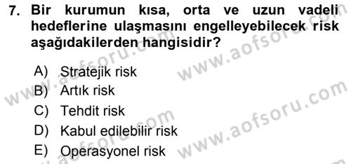 Sporda Risk Yönetimi Dersi 2017 - 2018 Yılı 3 Ders Sınav Soruları 7. Soru