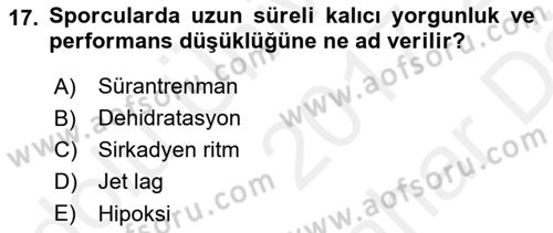 Sporda Risk Yönetimi Dersi 2017 - 2018 Yılı (Vize) Ara Sınav Soruları 17. Soru