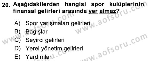 Sporda Risk Yönetimi Dersi 2017 - 2018 Yılı (Vize) Ara Sınav Soruları 20. Soru