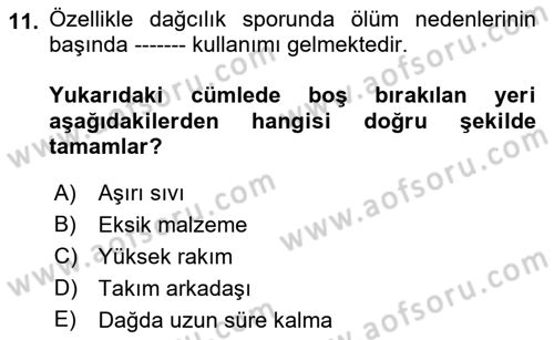 Sporda Risk Yönetimi Dersi 2017 - 2018 Yılı (Final) Dönem Sonu Sınav Soruları 11. Soru