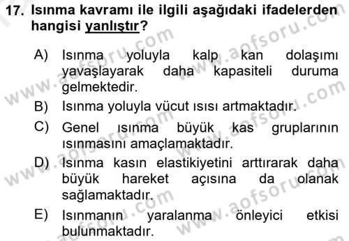 Sporda Risk Yönetimi Dersi 2017 - 2018 Yılı (Final) Dönem Sonu Sınav Soruları 17. Soru
