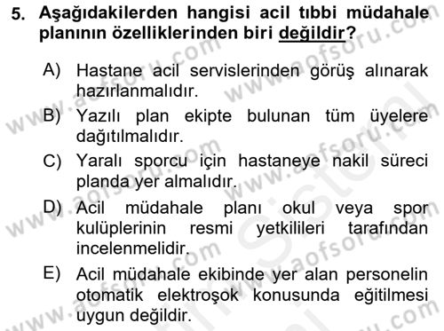 Sporda Risk Yönetimi Dersi 2017 - 2018 Yılı (Final) Dönem Sonu Sınav Soruları 5. Soru