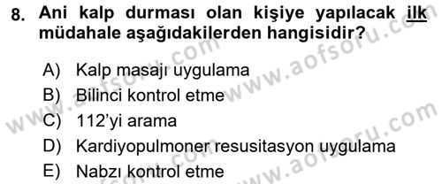 Sporda Risk Yönetimi Dersi 2017 - 2018 Yılı (Final) Dönem Sonu Sınav Soruları 8. Soru