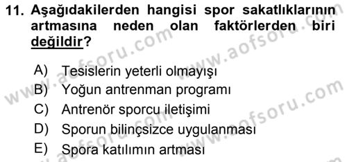 Sporda Risk Yönetimi Dersi 2018 - 2019 Yılı 3 Ders Sınav Soruları 11. Soru