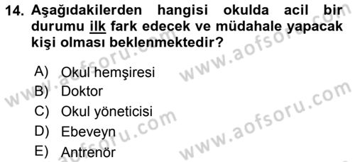 Sporda Risk Yönetimi Dersi 2018 - 2019 Yılı 3 Ders Sınav Soruları 14. Soru