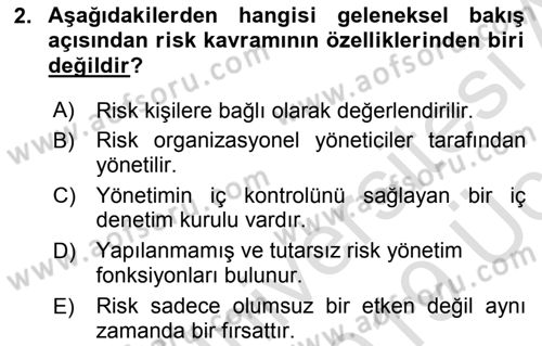Sporda Risk Yönetimi Dersi 2018 - 2019 Yılı 3 Ders Sınav Soruları 2. Soru