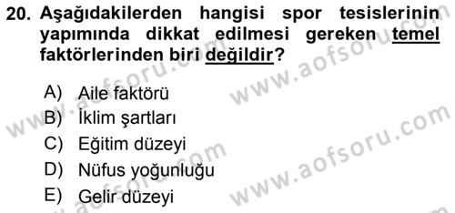Sporda Risk Yönetimi Dersi 2018 - 2019 Yılı 3 Ders Sınav Soruları 20. Soru