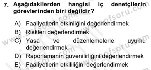 Sporda Risk Yönetimi Dersi 2018 - 2019 Yılı (Vize) Ara Sınav Soruları 7. Soru
