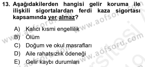Sporda Risk Yönetimi Dersi 2018 - 2019 Yılı (Final) Dönem Sonu Sınav Soruları 13. Soru