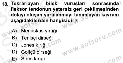 Sporda Risk Yönetimi Dersi 2018 - 2019 Yılı (Final) Dönem Sonu Sınav Soruları 18. Soru