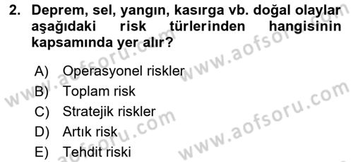 Sporda Risk Yönetimi Dersi 2018 - 2019 Yılı (Final) Dönem Sonu Sınav Soruları 2. Soru