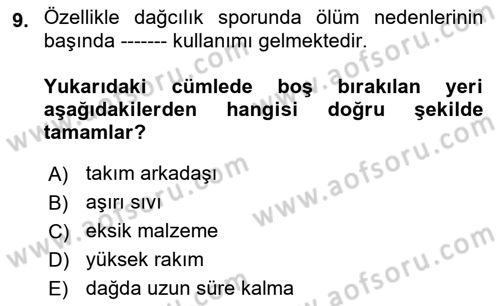 Sporda Risk Yönetimi Dersi 2018 - 2019 Yılı (Final) Dönem Sonu Sınav Soruları 9. Soru