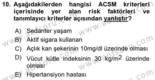 Sporda Risk Yönetimi Dersi 2020 - 2021 Yılı Yaz Okulu Sınav Soruları 10. Soru