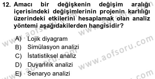 Sporda Risk Yönetimi Dersi 2020 - 2021 Yılı Yaz Okulu Sınav Soruları 12. Soru