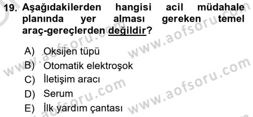 Sporda Risk Yönetimi Dersi 2020 - 2021 Yılı Yaz Okulu Sınav Soruları 19. Soru
