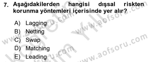 Sporda Risk Yönetimi Dersi 2020 - 2021 Yılı Yaz Okulu Sınav Soruları 7. Soru