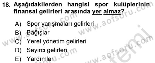 Sporda Risk Yönetimi Dersi 2021 - 2022 Yılı (Vize) Ara Sınav Soruları 18. Soru