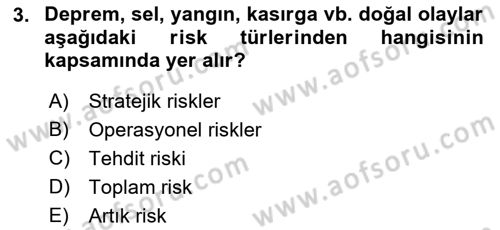 Sporda Risk Yönetimi Dersi 2021 - 2022 Yılı (Vize) Ara Sınav Soruları 3. Soru