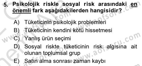 Sporda Risk Yönetimi Dersi 2021 - 2022 Yılı (Vize) Ara Sınav Soruları 5. Soru