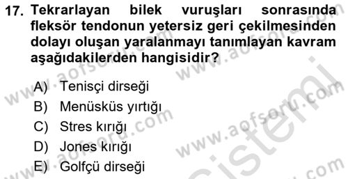 Sporda Risk Yönetimi Dersi 2021 - 2022 Yılı (Final) Dönem Sonu Sınav Soruları 17. Soru