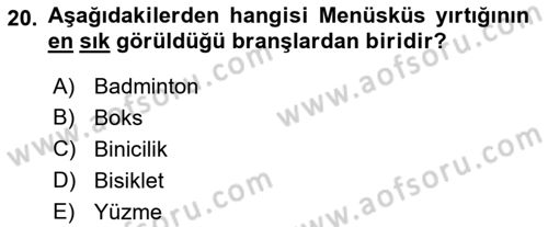 Sporda Risk Yönetimi Dersi 2021 - 2022 Yılı (Final) Dönem Sonu Sınav Soruları 20. Soru