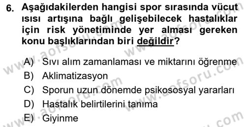 Sporda Risk Yönetimi Dersi 2021 - 2022 Yılı (Final) Dönem Sonu Sınav Soruları 6. Soru