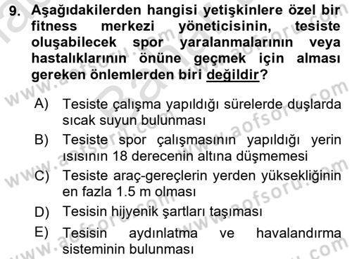 Sporda Risk Yönetimi Dersi 2021 - 2022 Yılı (Final) Dönem Sonu Sınav Soruları 9. Soru