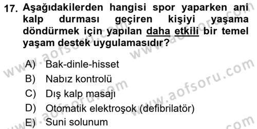 Sporda Risk Yönetimi Dersi 2021 - 2022 Yılı Yaz Okulu Sınav Soruları 17. Soru
