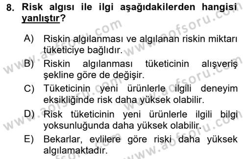 Sporda Risk Yönetimi Dersi 2021 - 2022 Yılı Yaz Okulu Sınav Soruları 8. Soru