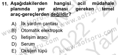 Sporda Risk Yönetimi Dersi 2022 - 2023 Yılı Yaz Okulu Sınav Soruları 11. Soru