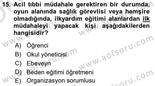 Sporda Risk Yönetimi Dersi 2022 - 2023 Yılı Yaz Okulu Sınav Soruları 15. Soru