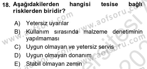 Sporda Risk Yönetimi Dersi 2022 - 2023 Yılı Yaz Okulu Sınav Soruları 18. Soru
