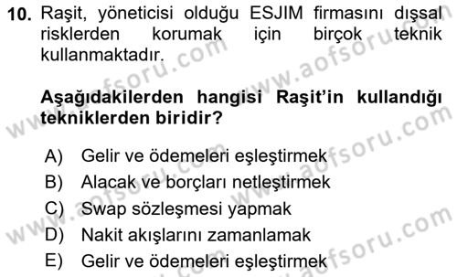 Sporda Risk Yönetimi Dersi 2023 - 2024 Yılı (Vize) Ara Sınav Soruları 10. Soru