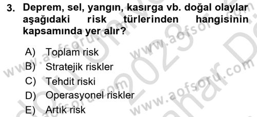 Sporda Risk Yönetimi Dersi 2023 - 2024 Yılı (Vize) Ara Sınav Soruları 3. Soru