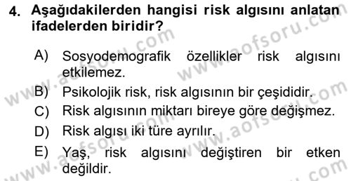 Sporda Risk Yönetimi Dersi 2023 - 2024 Yılı (Vize) Ara Sınav Soruları 4. Soru